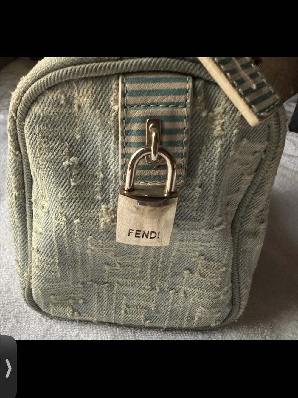 Fendi Vintage Denim Mini Boston Bag Distressed Zucca Y2K COA - Picture 15 of 16